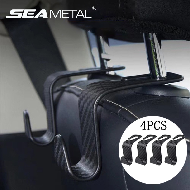Bộ 4 móc treo đồ SEAMETAL bằng sợi carbon gắn ghế ngồi xe hơi tiện dụng