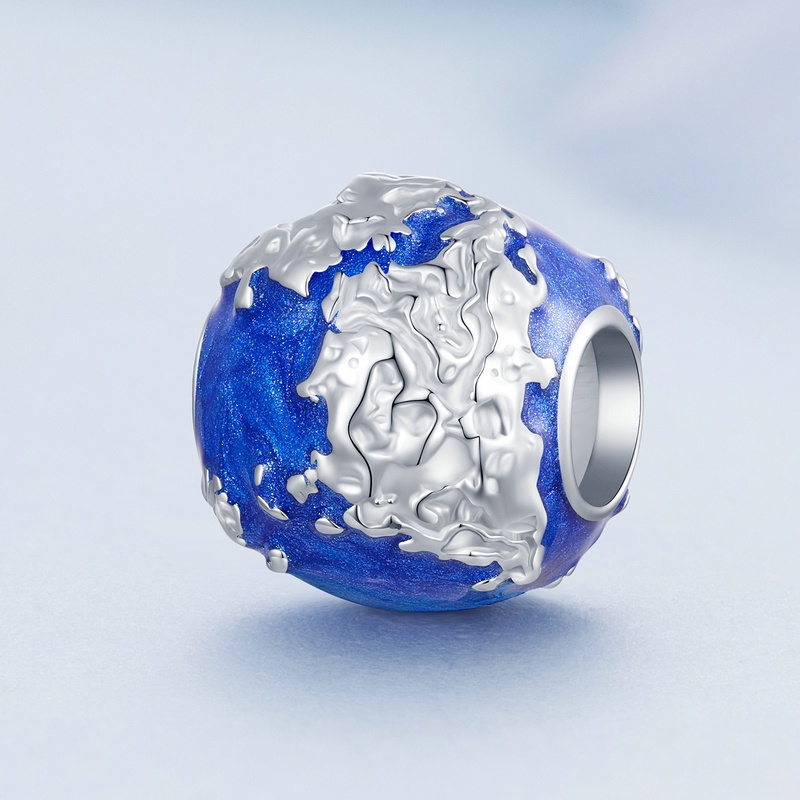 Hạt charm BAMOER bằng bạc 925 hình trái đất độc đáo