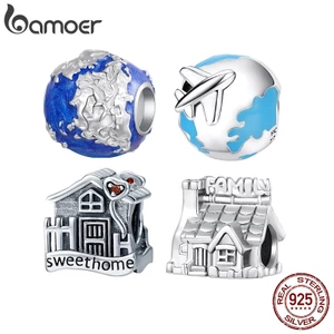 Hạt charm BAMOER bằng bạc 925 hình trái đất độc đáo