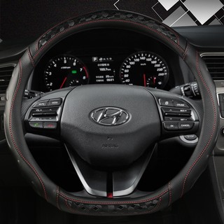 D Shape Bọc Vô Lăng Ô Tô Sợi Carbon Da Cho Xe Hyundai Sonata 9 2015 2016 2017 (3-Spoke) Elantra 4 Sport 2015 - 2019
