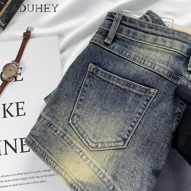 Ảnh Quần short DADUHEY vải denim lưng cao retro thời trang phong cách Hàn Quốc 2023 3