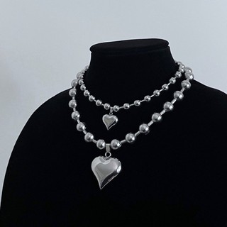 Mỹ Nữ Tròn Hạt Da Dây Xương Đòn Dây Bạc Hình Tình Yêu Vòng Cổ Đơn Giản Tính Khí Gió Lạnh Trái Tim Neckl