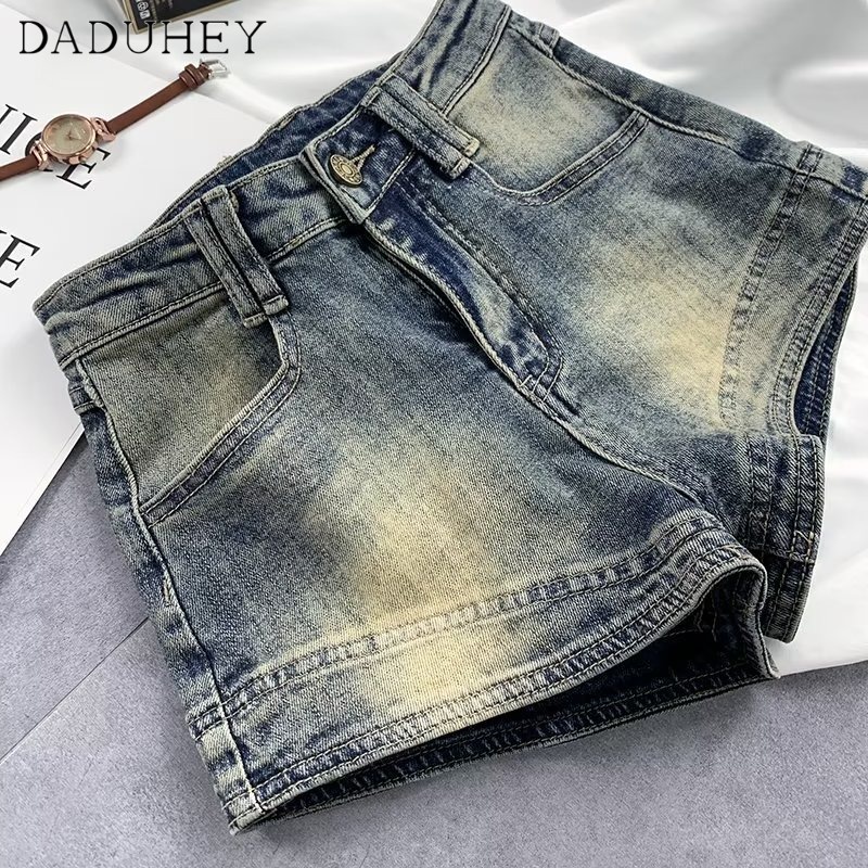 Ảnh Quần short DADUHEY vải denim lưng cao retro thời trang phong cách Hàn Quốc 2023 4
