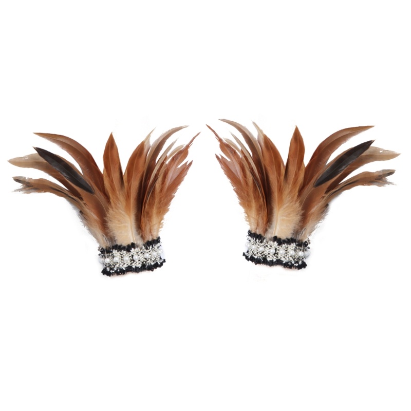 [CH *] Màn trình diễn sân khấu Showgirl Lông gà trống nhuộm tự nhiên Dây đeo cổ tay lông vũ