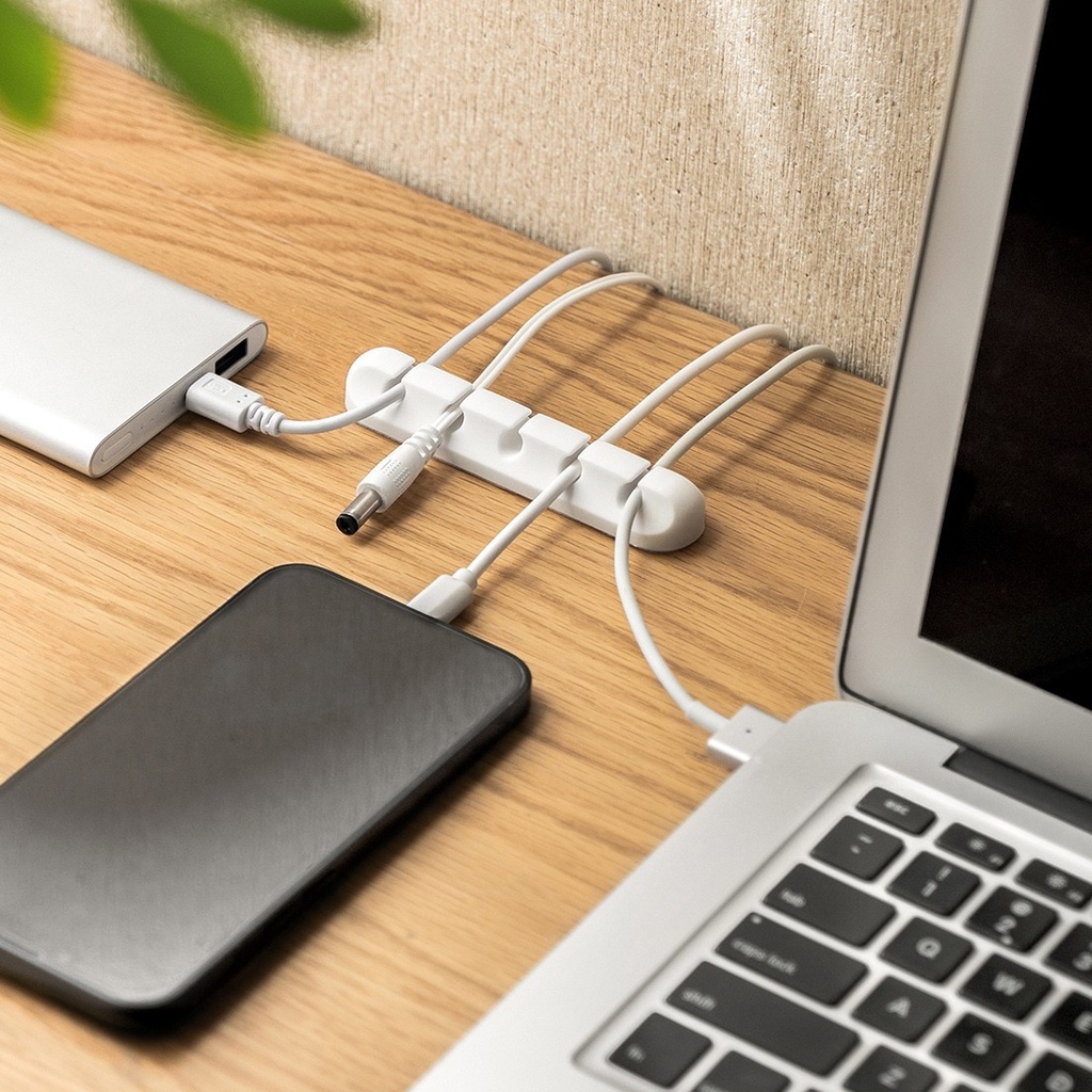 Kẹp Giữ Dây Cáp USB Bằng Silicone Tự Dính Tiện Lợi