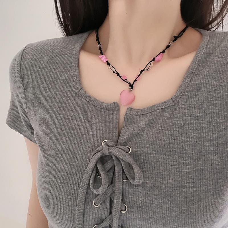 Vòng cổ Mặt Đá Tự Nhiên Hình Trái Tim Thời Trang Cho Nữ