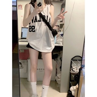 Áo thun ZHELIHANGFEI không tay thể thao dáng rộng in chữ phong cách hip hop đường phố thời trang mùa hè cho nữ