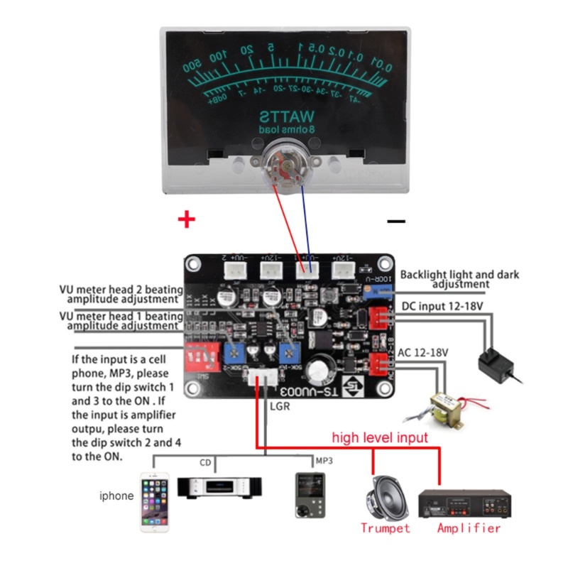 Fol 12-16V VU Meter Driver Audios Level Indicator Power Meter LED Level Indicator