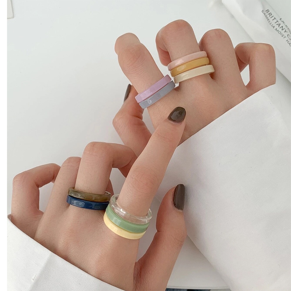 Nhẫn Nhựa Resin Họa Tiết Hình Học Vintage KPOP Stray Kids Hyunjin Felix Thời Trang Hàn Quốc 2023 Cho Cặp Đôi