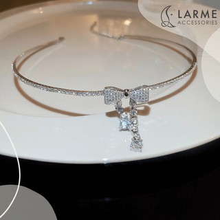 Kiềng cổ nữ, chocker nữ đính đá nơ sang trọng, vòng cổ nữ dự tiệc Larme accessories -DC0111