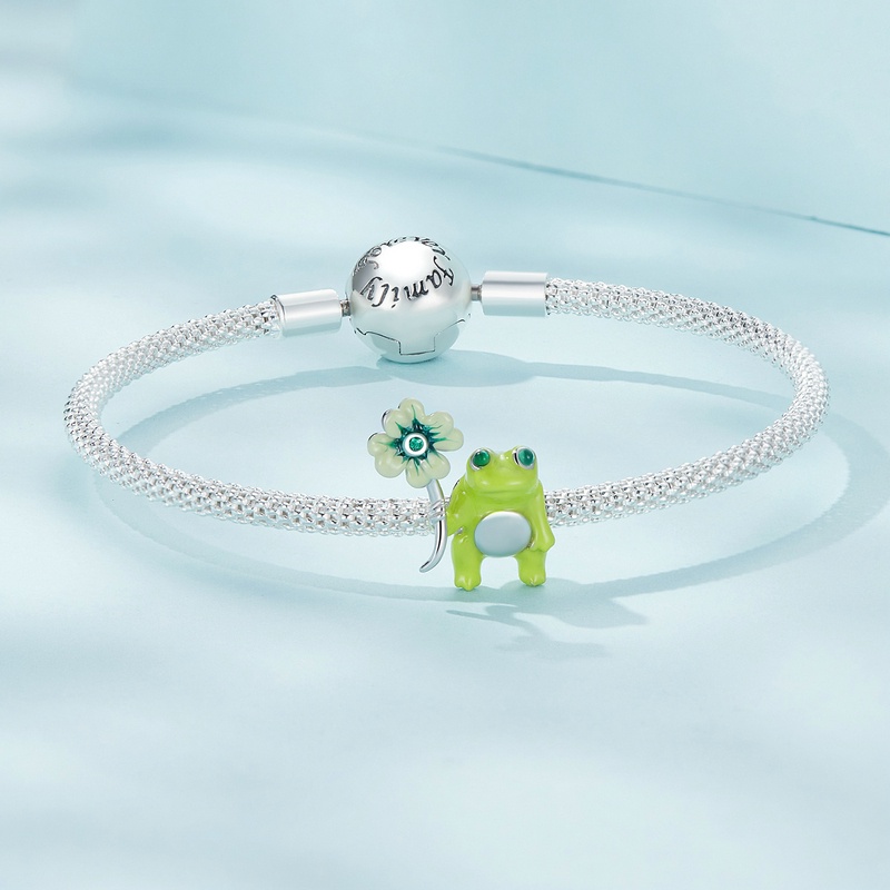 Hạt charm BAMOER SCC2488bạc 925 hình cỏ bốn lá may mắn cho nữ