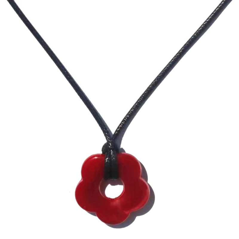 Vòng Cổ Choker Dây Sáp Dài Mặt Hoa Thanh Lịch Có Thể Điều Chỉnh Cho Nữ