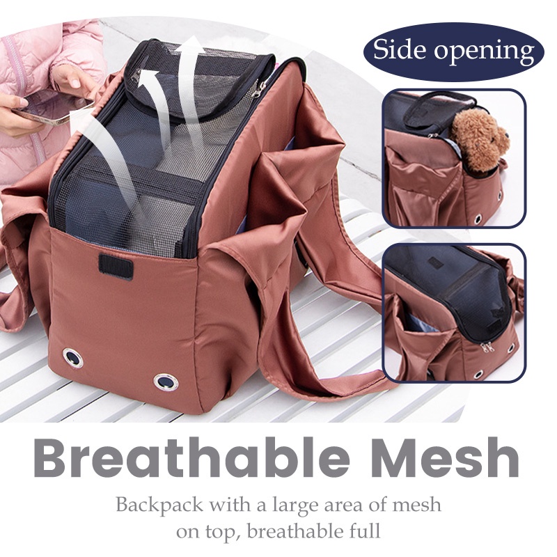 HamshMoc Du Lịch Thú Cưng Sling Carrier Lưới Thoáng Khí Mèo Sling Túi Đeo Vai Hand Free Hãng Hàng Không Được Phê Duyệt Với Dây An Toàn Dây Kéo Cho Mèo Con