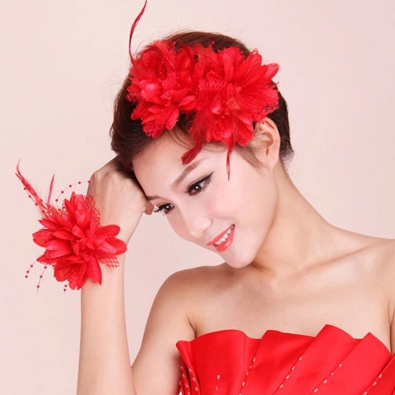 Ppy Hoa Lông Vũ Kẹp Tóc Fascinator Cô Dâu Băng Đô Quấn Tóc Cưới Phụ Kiện Tóc