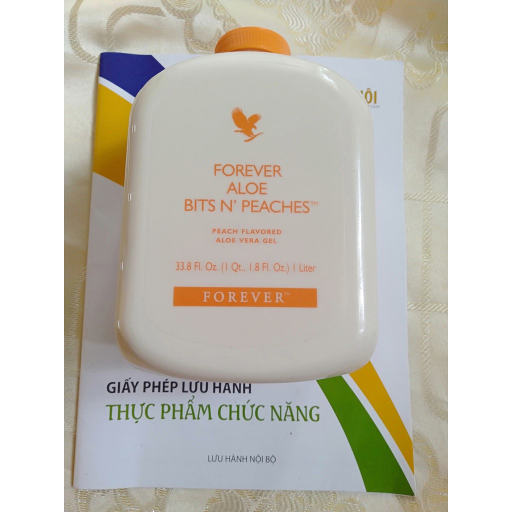 Nước Lô Hội Hương Đào 077Flp. Forever Aloe Bits N’ Peaches. Hỗ Trợ Dinh Dưỡng, Chăm Sóc Sức Khỏe. 1L