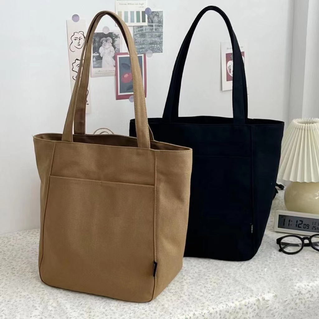 Túi vải canvas sức chứa lớn, thời trang mới cho học sinh, đeo vai đơn, kiểu tote
