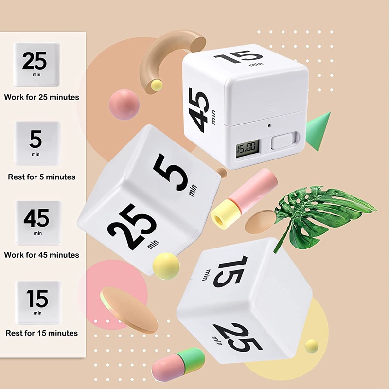 Cube Hẹn Giờ Nhà Bếp Hẹn Giờ Quản Lý Thời Gian Hẹn Giờ Cảm Biến Trọng Lực Lật Để Quản Lý Thời Gian Và Đếm Ngược 25-5-45-15 Phút