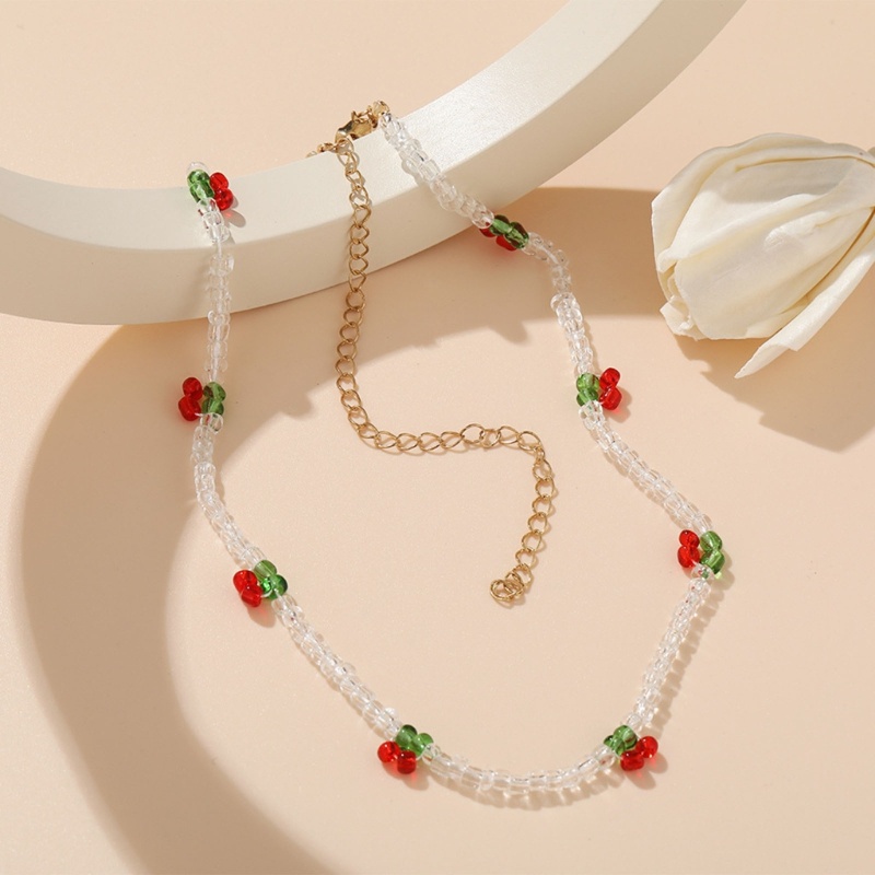 Dây chuyền thời trang Hàn Quốc K-pop hoa anh đào với chocker hạt trong suốt, phù hợp dự tiệc
