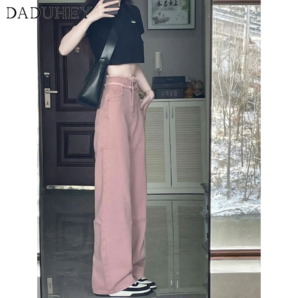 Ảnh DaDuHey New Korean Version of Dirty Pink Casual Pants High Waist Loose WOMEN'S Wide-leg Pants Niche Trousers 4