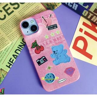 Ốp Điện Thoại denim / Thẻ Cứng Hình Gấu Cho iphone 15 14 13 12 11 pro max mini s22 plus ultra s21 note 20