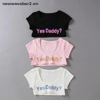 [Mới] Áo thun ngắn tay in chữ Yes Daddy tay ngắn chạy bộ.