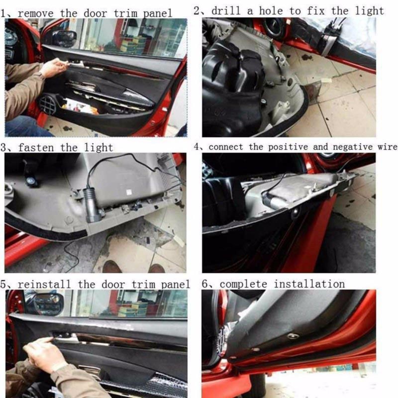 Set 2 Đèn Led Chiếu Logo 7W 12V DC Gắn Cửa Xe Ô Tô Kia Peugeot