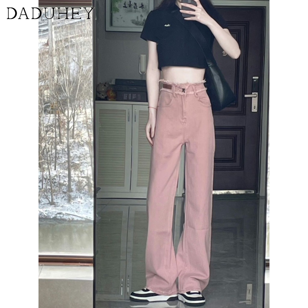 Ảnh DaDuHey New Korean Version of Dirty Pink Casual Pants High Waist Loose WOMEN'S Wide-leg Pants Niche Trousers 2