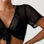 PCF * Hai Miếng Bikini Che Cho Nữ Phối Dây Crop Top Nhìn Xuyên Qua Quần Dài