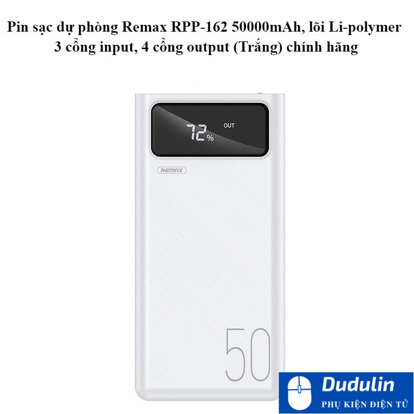 Pin sạc dự phòng Remax RPP-162 50000mAh, lõi Li-polymer, 3 cổng input ...