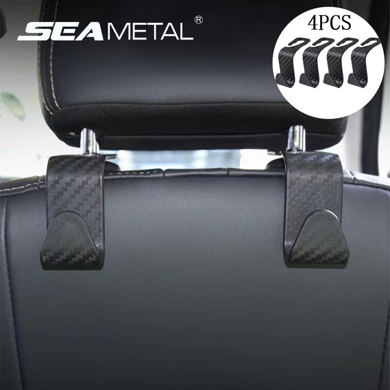 Bộ 4 móc treo đồ SEAMETAL bằng sợi carbon gắn ghế ngồi xe hơi tiện dụng
