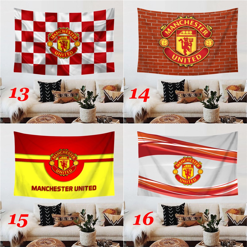 Thảm Treo Tường Bằng Polyester In Logo Câu Lạc Bộ Bóng Đá Manchester United Kèm Kẹp Độc Đáo Trang Trí Nhà Cửa