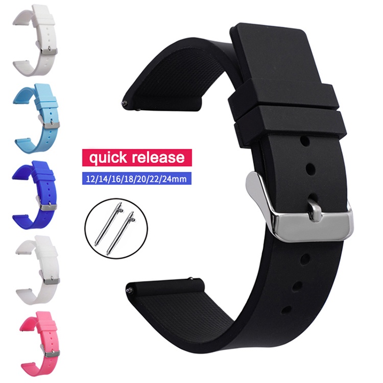 Dây Đeo Đồng Hồ Bằng Silicone Chống Nước Tháo Lắp Nhanh 14mm 16mm 18mm 20mm 22mm 24mm