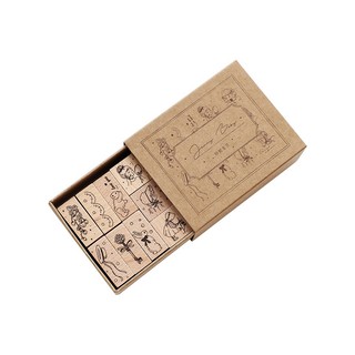 Bộ 12 Con Dấu Bằng Gỗ Trơn Kiểu Vintage Dùng Trang Trí Sổ Tay / Văn Phòng / Trường Học