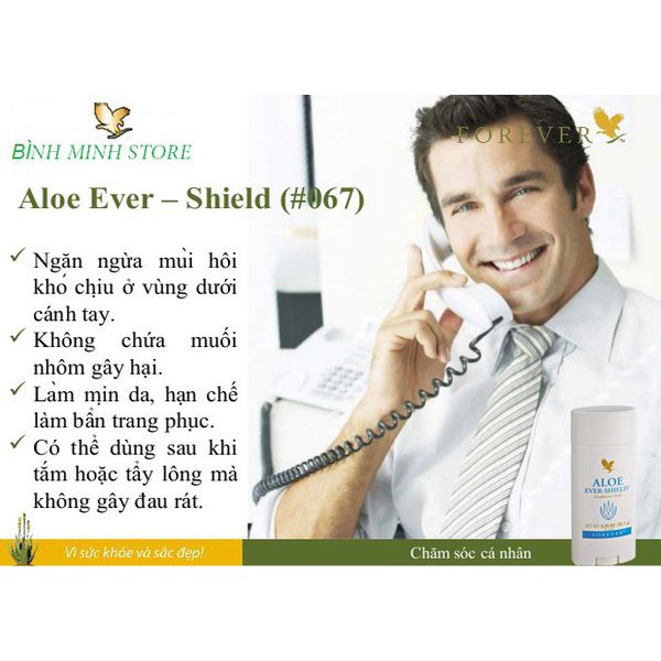 Sáp Khử Mùi 067Flp Lô Hội. Forever Aloe Ever-Shield. Ngăn Mùi Khó Chịu, Không Muối Nhôm, Dịu Nhẹ Không Thâm. 92.1g