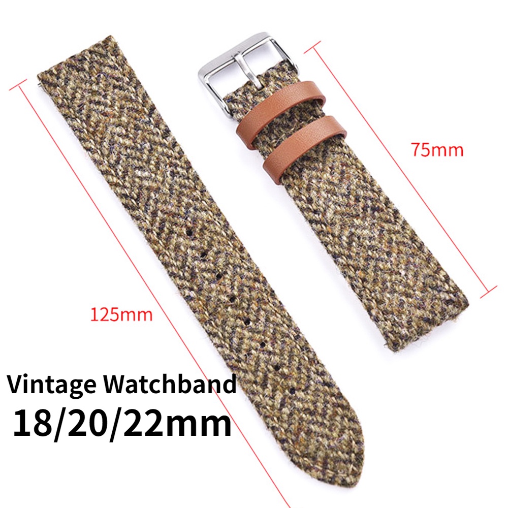 Dây Đeo Đồng Hồ Bằng Da Nylon 18mm 20mm 22mm Phong Cách Vintage