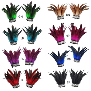 Màn trình diễn sân khấu Showgirl Lông gà trống nhuộm tự nhiên Dây đeo cổ tay lông vũ