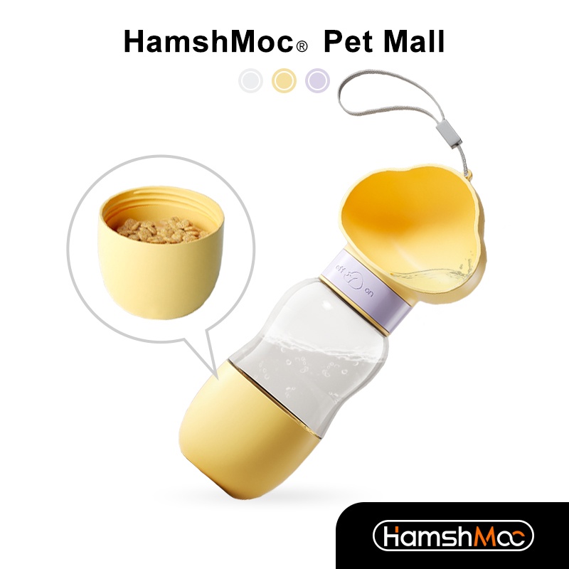 HamshMoc 2 Trong 1 Chai Cho Chó Di Động Bát Nước Thú Cưng Chống Rò Rỉ Chai Nước Uống Cho Thú Cưng Hộp Đựng Thức Ăn Cho Chó Đi Bộ Đường Dài Và Du Lịch Ngoài Trời