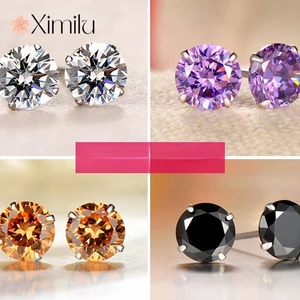 ♥Bông Tai Bạc Đính Đá Zircon Nhiều Màu Thời Trang Cho Nữ