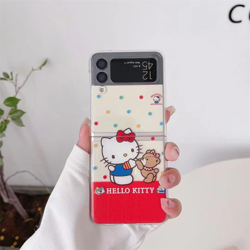 Ốp Điện Thoại Cứng Trong Suốt Chống Sốc Hình Hello Kitty Dễ Thương Cho Samsung Galaxy Z Flip 4 Z Flip 3 5G Zflip4 Flip4 Z Flip 3