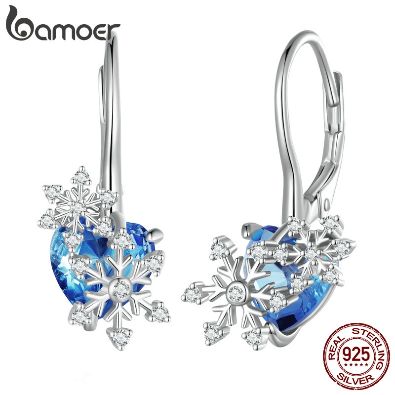 Bamoer Bông Tai Bạc 925 Hình Bông Tuyết Thời Trang Cho Nữ bse844