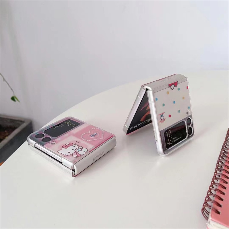 Ốp Điện Thoại Cứng Trong Suốt Chống Sốc Hình Hello Kitty Dễ Thương Cho Samsung Galaxy Z Flip 4 Z Flip 3 5G Zflip4 Flip4 Z Flip 3