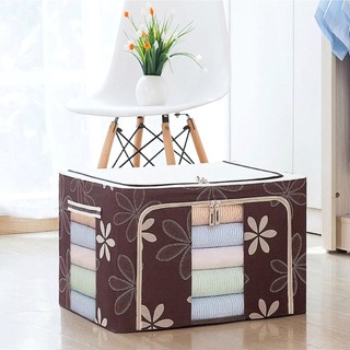 Hộp đựng quần áo khung thép 80L gấp gọn chịu lực tốt dùng cất chăn màn đồ gia đình