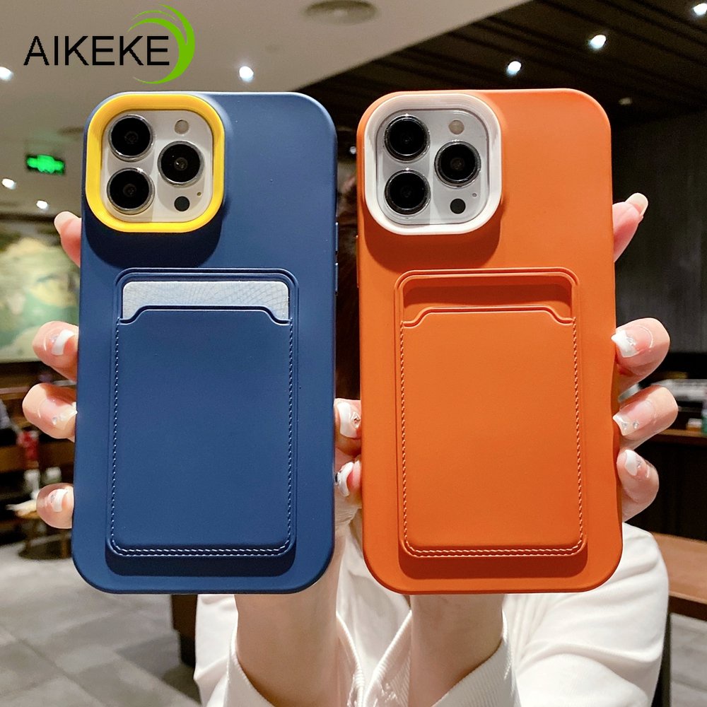 Ốp Điện Thoại Silicon Mềm Có Ngăn Đựng Thẻ 3 Trong 1 Cho iphone 12 Pro Max 11 Pro Max 13 Pro Max