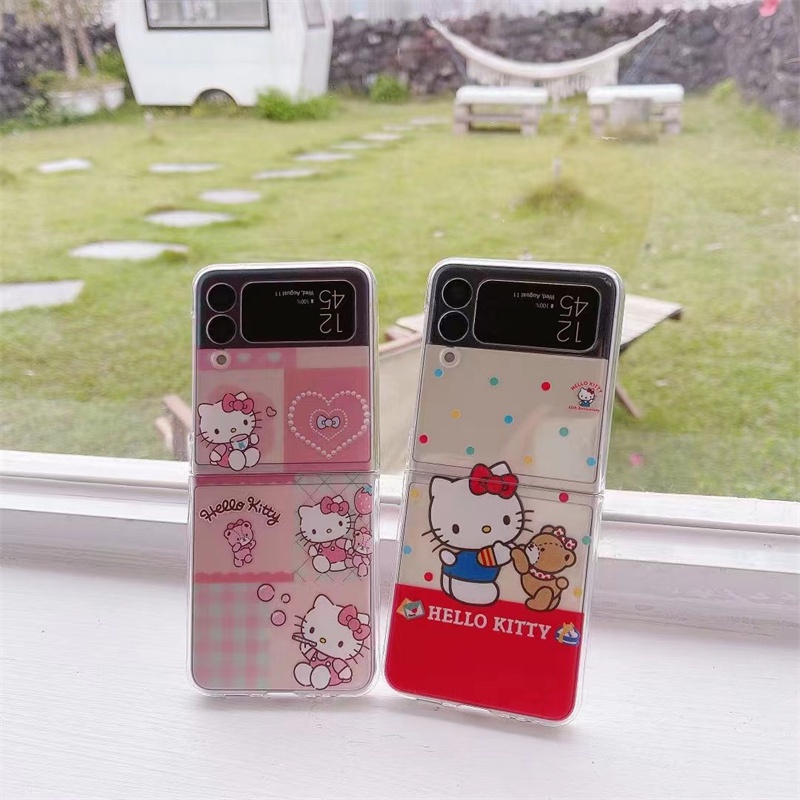 Ốp Điện Thoại Cứng Trong Suốt Chống Sốc Hình Hello Kitty Dễ Thương Cho Samsung Galaxy Z Flip 4 Z Flip 3 5G Zflip4 Flip4 Z Flip 3