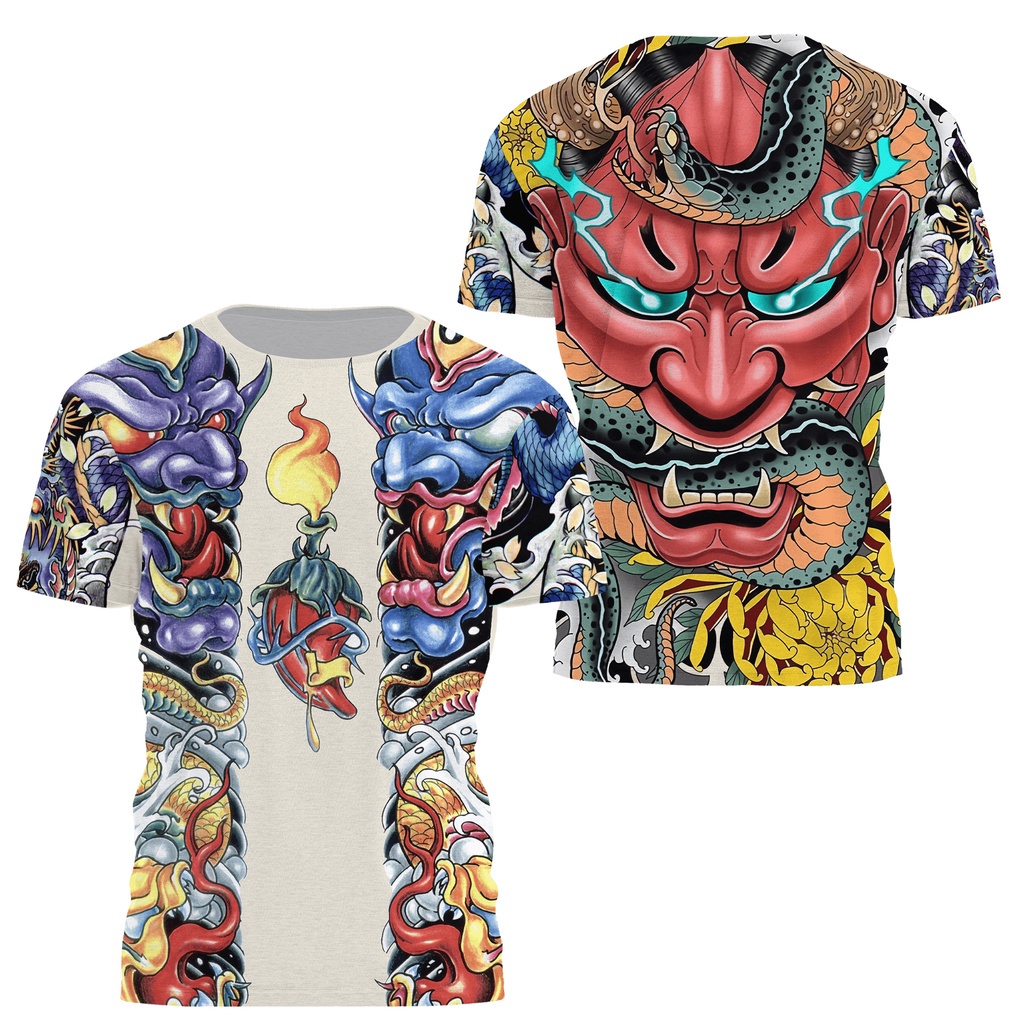 Áo Thun Tay Ngắn Thoáng Khí In Hình samurai oni mask 3D Thời Trang Mùa Hè 2023 Cho Nam Và Nữ