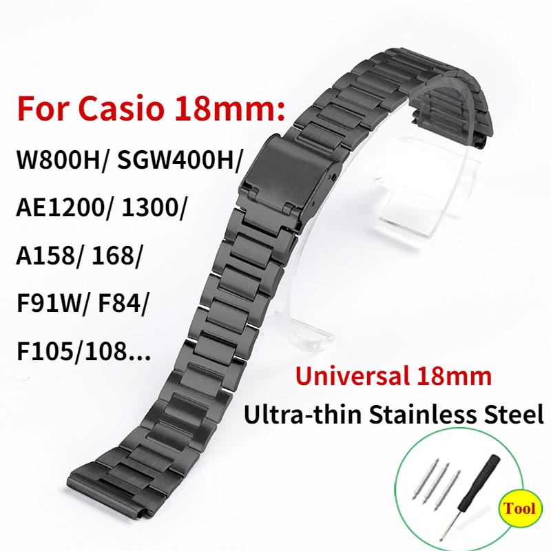 Dây Đeo Inox Siêu Mỏng Cho Đồng Hồ Casio W800h AE1200 F91W 18mm F 91W