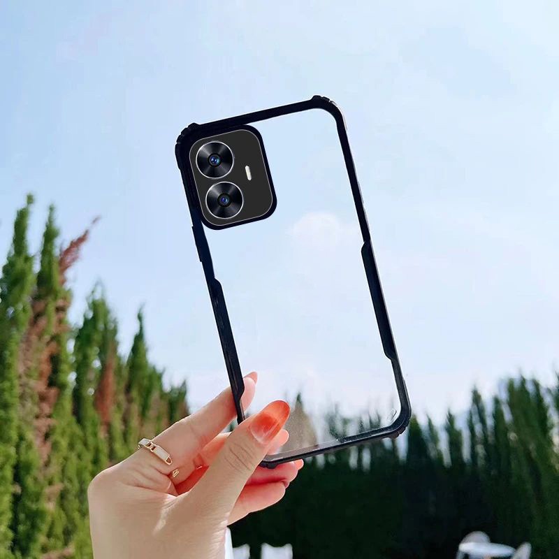 Ốp Lưng Cho Realme C55 C33 C35 C30S Ốp lưng Clear View Trong Suốt Acrylic Chống Sốc Cản Mềm TPU Edge Tất Cả Bao Gồm Chống Rơi