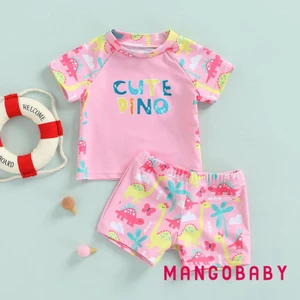 Bộ đồ bơi hai mảnh MG-Girl 's, Áo ngắn tay in hình khủng long hoạt hình cho bé mới biết đi + Quần Short