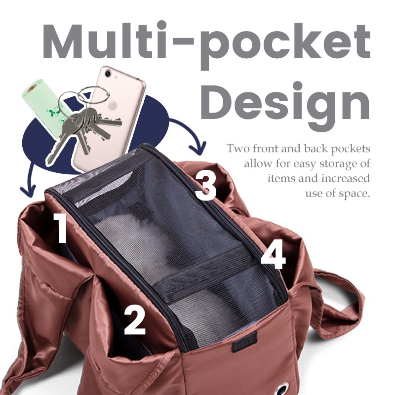 HamshMoc Du Lịch Thú Cưng Sling Carrier Lưới Thoáng Khí Mèo Sling Túi Đeo Vai Hand Free Hãng Hàng Không Được Phê Duyệt Với Dây An Toàn Dây Kéo Cho Mèo Con