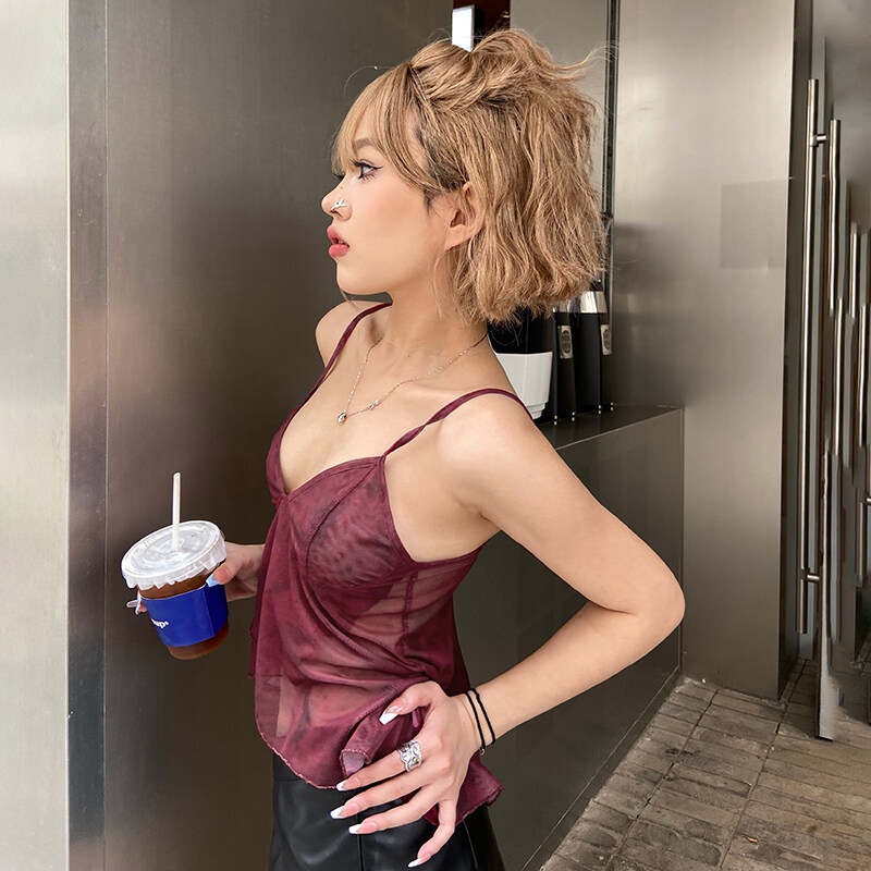 KLALIEN Áo Croptop Hai Dây Cổ Chữ V In Họa Tiết Hoa Thời Trang Mùa Hè Cho Nữ